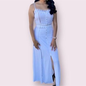 New Look White Cut Out Lace Trim Maxi Dress